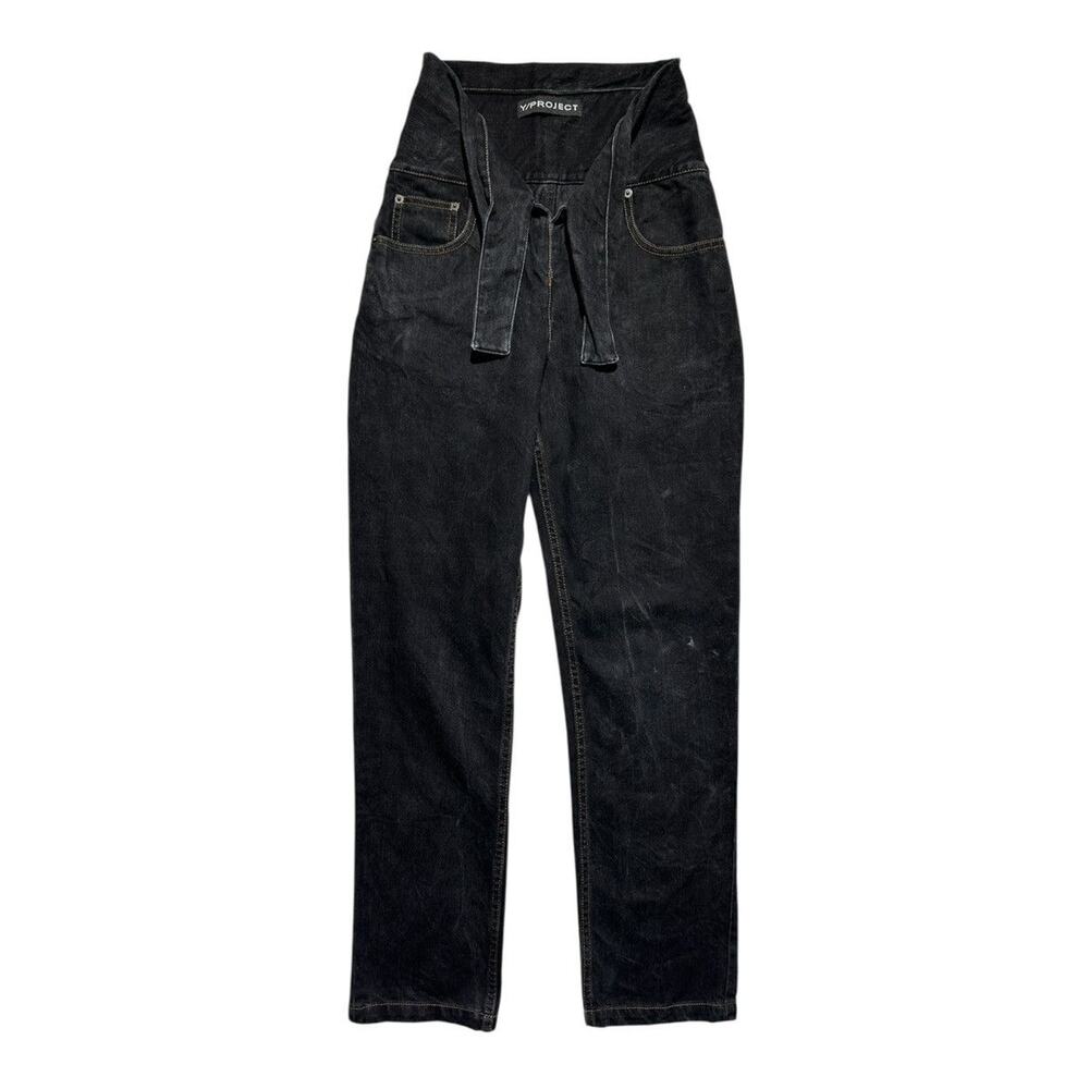 Waist tie v cut denim